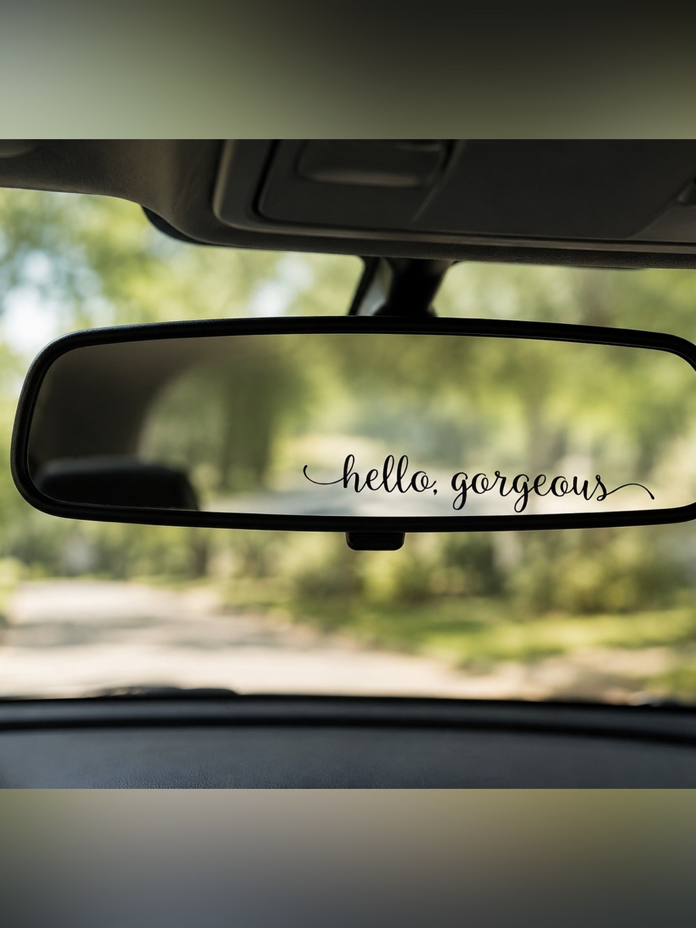 Hello, Gorgeous Vinyl Rear View Mirror Decal- 3 inches